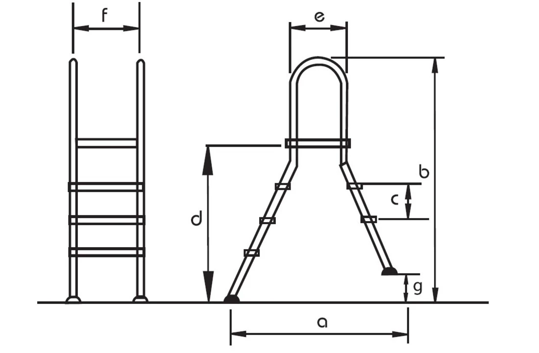 Flexinox Zwembadtrap A-Frame 3 + 3 Treden AISI 304 - Afbeelding 2