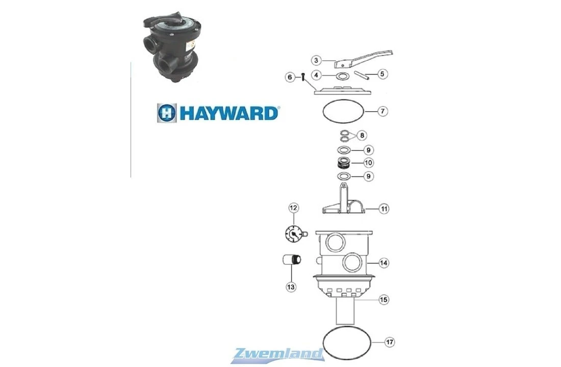 Hayward Hayward Compleet Bovendeel VoorSP0714TE Variflo Kraan - Afbeelding 4