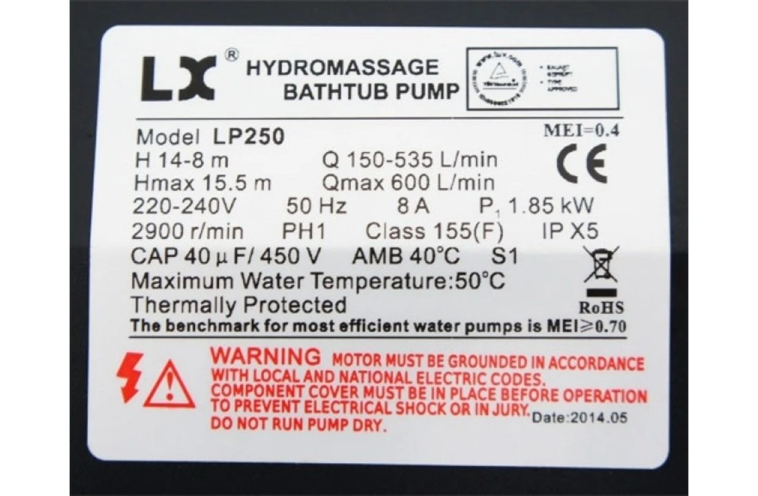 LX LP250 Massage Pomp Jacuzzi 1,85 KW - Afbeelding 5