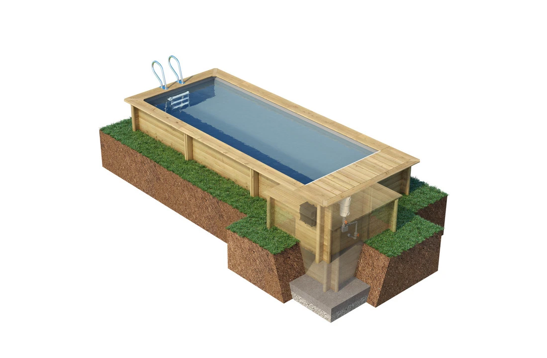 Proswell Houten Zwembaden Houten Urban Stadszwembad 6.00 X 2.50 X 1.33 Met Automatisch Rolluik - Afbeelding 6