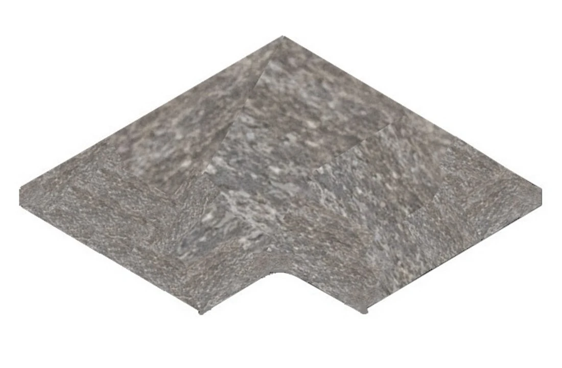 Terato Binnenhoek Belgische Blauwe Hardsteen Gebrand Afgeronde Neus